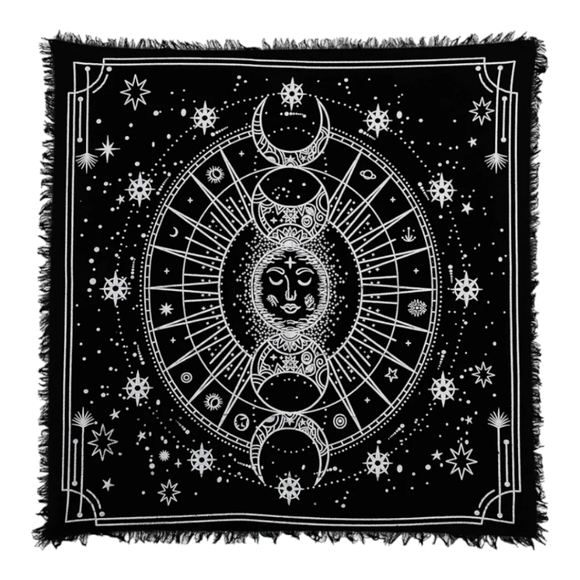 Blue Aventurine Runes & Moon Phases Alter Cloth - Picture 2 of 6